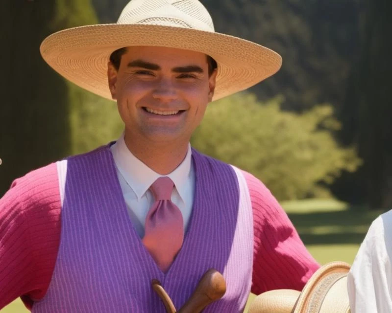 benshapiro person is wearing a sombrero de charro holding golf, screenshot from The Grand Budapest Hotel (2005)