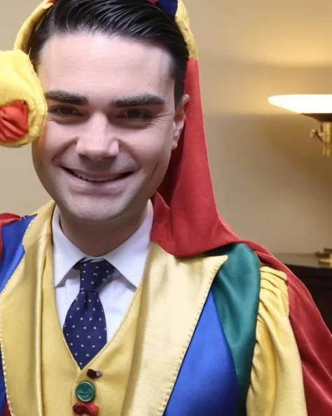 benshapiro person has a jester outfit on giving a news interview in Washington DC