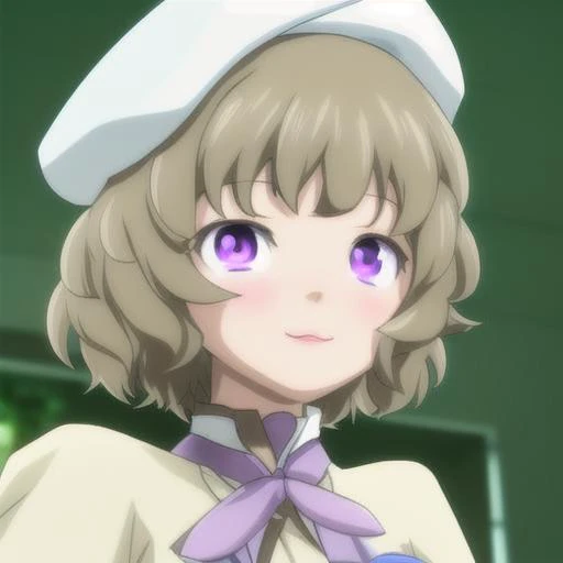 <lora:kotoko-iwanaga:1> kotoko-iwanaga, short hair, white beret, brown hair, violet eyes