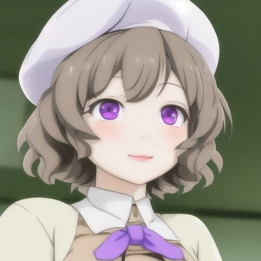 <lora:kotoko-iwanaga:1> kotoko-iwanaga, short hair, white beret, brown hair, violet eyes