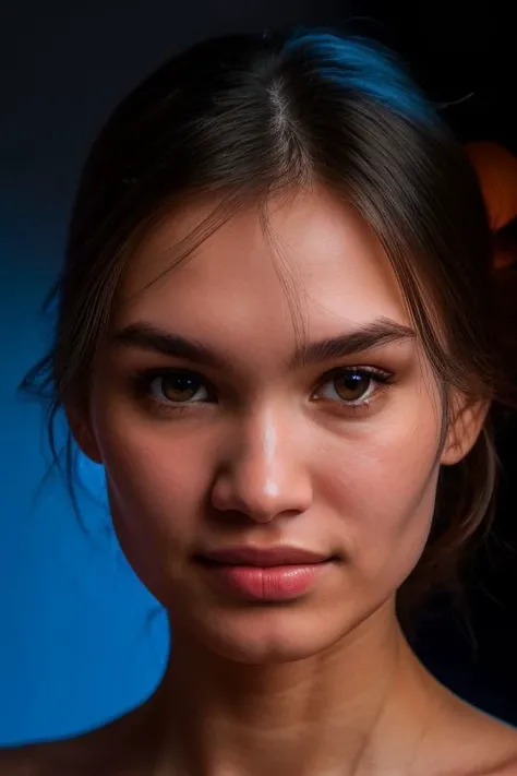 DEN_anastasia_bella,
(headshot:1.2) portrait on a (plain dark background:1.2), (headshot:1.2), (face focus:1.1), intricate (beautiful eyes:1.2), (wide open eyes:1.1), Big eyes,  clean photo, lighting from behind, (Red lighting from the left:1.3), (Blue lighting from the right:1.3),
bokeh, f1.4, 40mm, photorealistic, raw, 8k, textured skin, skin pores, intricate details  <lora:epi_noiseoffset2:1>, epiCRealism