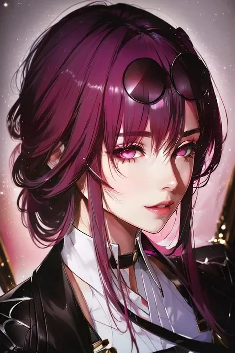 <lora:kafka-v1.6-lora-anylora-128dim-block-6ep:1>, star-kafka, purple hair, pink eyes, eyewear on hair, sunglasses, hair between eyes, looking at viewer., (masterpiece,best quality:1.5)