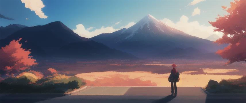 a red bearded young man, red hair, mountains in background, golden ratio, fake detail, trending pixiv fanbox, style of makoto shinkai studio ghibli genshin impact james gilleard greg rutkowski chiho aoshima