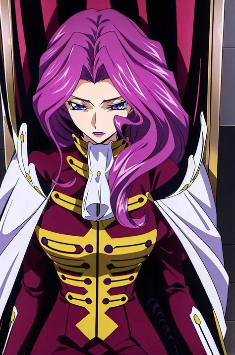 <lora:ANIME_CodeGeass_CorneliaLiBritannia_v10:1>cornelia_li_britannia, 1girl, purple eyes, purple hair, long flowing hair, breast, royal outfit, looking down, 64K, f1.2, 800mm, UHD, dynamic lighting