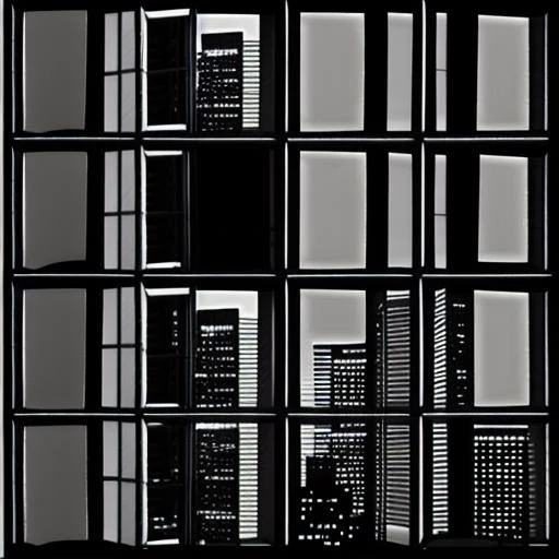 night sky full of empty apartments, (windows:1.7), high detail, intricate, detailed,(monochrome:1.8)
