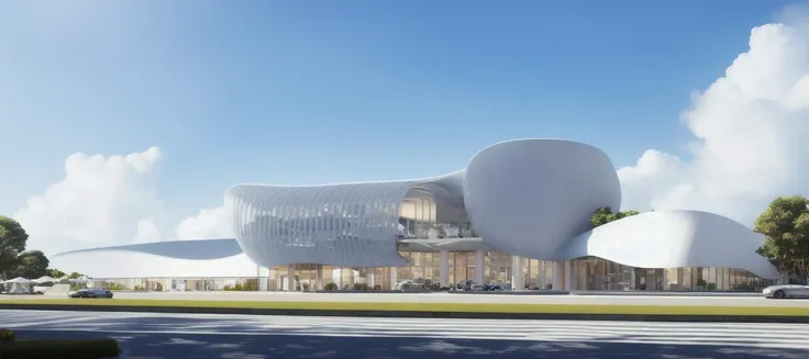 (masterpiece),(high quality), best quality, real,(realistic), super detailed, (full detail),(4k),8k,architecture,Modern style,Blue sky and white clouds<lora:XSarchitectural-27Typeofcommodity:0.4>
