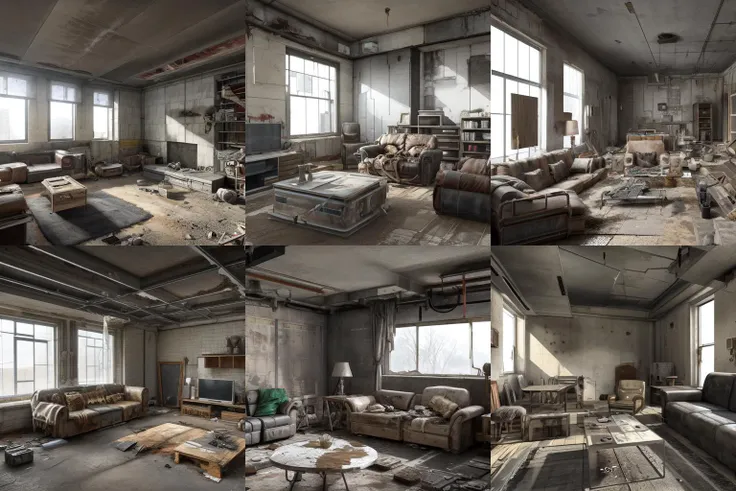 post apocalyptic living room