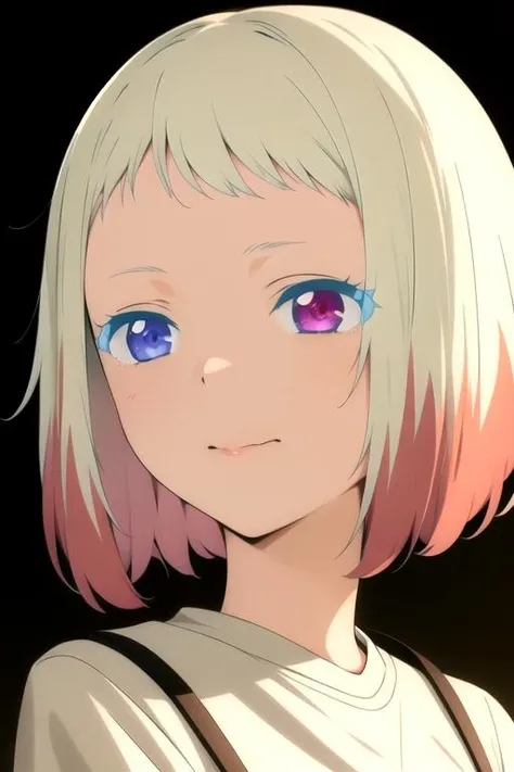 masterpiece, highres, 1girl, orange hair, aqua eyes, heterochromia, <lora:KotobukiAwanoR4:0.7>, portrait, simple background