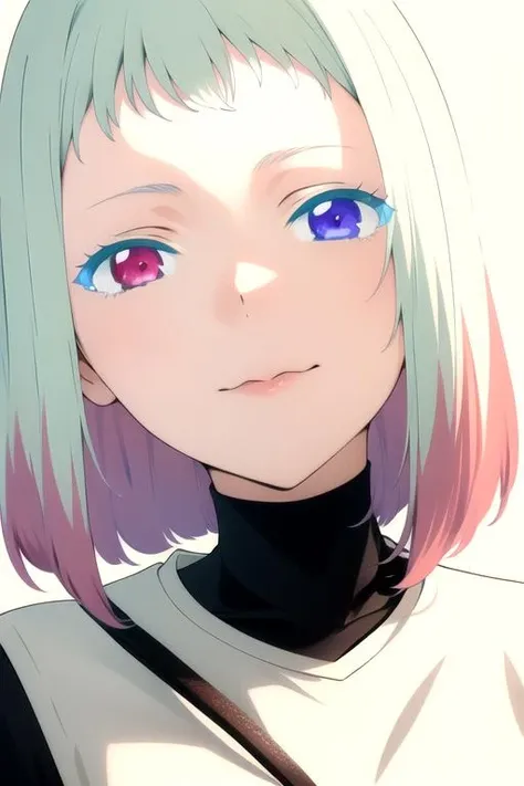 masterpiece, highres, 1girl, orange hair, aqua eyes, heterochromia, <lora:KotobukiAwanoR4:0.7>, portrait, simple background