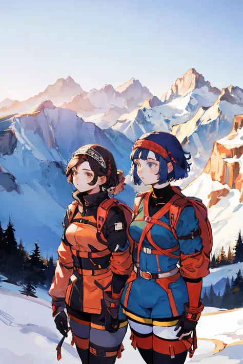 two women adventurers in the mountains