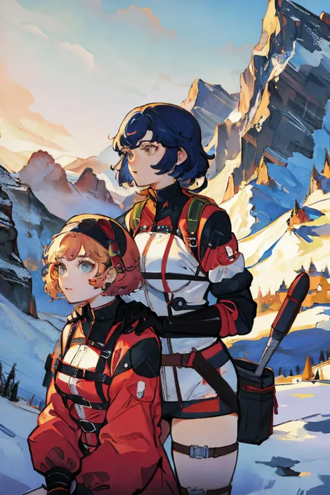 two women adventurers in the mountains