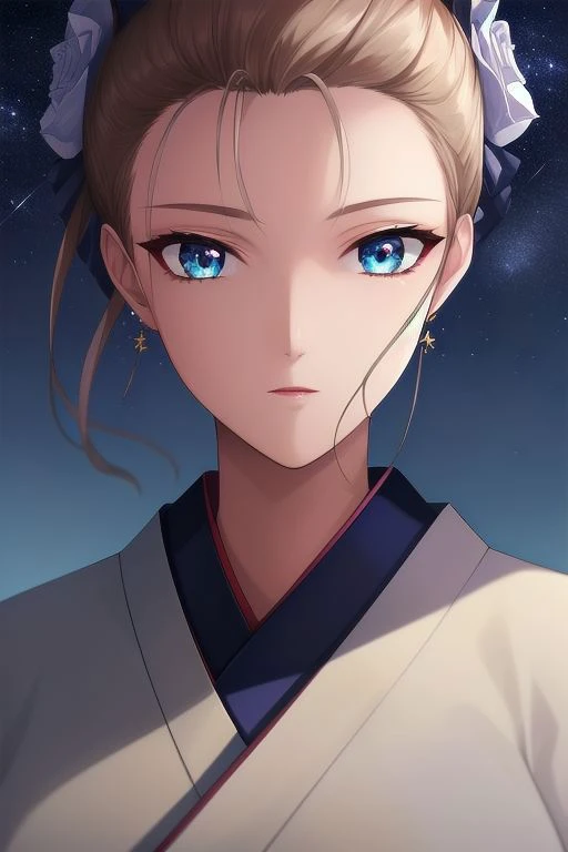 <lora:Rune_VenusV7:0.7> Rune_Venus, huge_breasts, standing, solo, kimono, masterpiece, best_quality, detailed_face, detailed_eyes, highres, beautiful, detailed, absurdres, starry_sky,