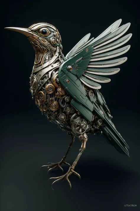 Mechanical Bird,((ultra realistic details)), shadows, octane_render, 8k, ultra_sharp, metal, ornaments_detailed, cold_colors, highly_intricate_details, realistic_light, glowing_eyes, neon_details, <lora:MechanicalBird:0.7>,lotus,