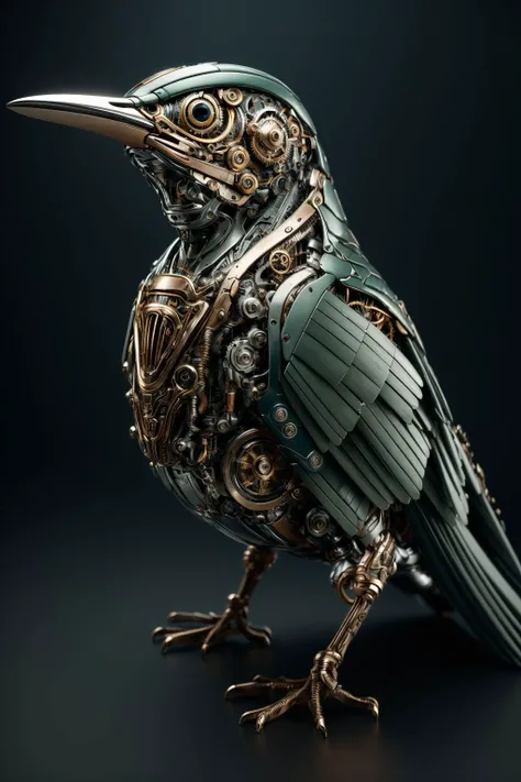 Mechanical Bird,((ultra realistic details)), shadows, octane_render, 8k, ultra_sharp, metal, ornaments_detailed, cold_colors, highly_intricate_details, realistic_light, glowing_eyes, neon_details, <lora:MechanicalBird:0.7>,machanical lotus,