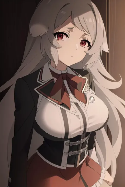pursenaadoldia, <lyco:pursenaadoldias2-lyco-nochekaiser:1>,
pursena adoldia, long hair, (red eyes:1.5), animal ears, very long hair, grey hair,
BREAK skirt, long sleeves, pantyhose, frills, shoes, red skirt, loafers, white pantyhose, blazer, (white blazer:1.5), corset, (black corset:1.5),
BREAK indoors, classroom,
BREAK looking at viewer, (cowboy shot:1.5),
BREAK <lyco:GoodHands-beta2:1>, (masterpiece:1.2), best quality, high resolution, unity 8k wallpaper, (illustration:0.8), (beautiful detailed eyes:1.6), extremely detailed face, perfect lighting, extremely detailed CG, (perfect hands, perfect anatomy),