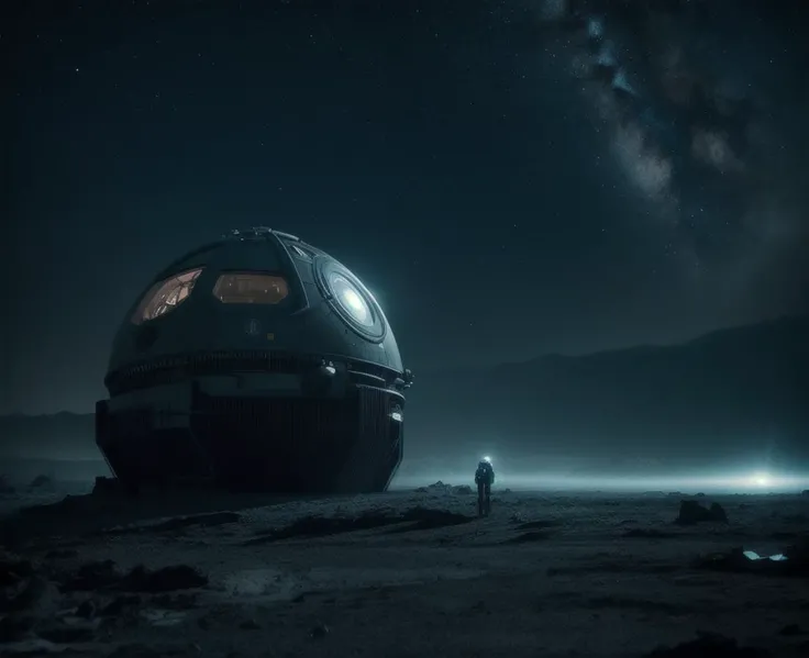 medium shot of detailed planetary explorer of harsh alien worlds cinematic shot on canon 5d ultra realistic Darek Zabrocki, Neil Blevins, Cedric Peyravernay, sci-fi atmosphere