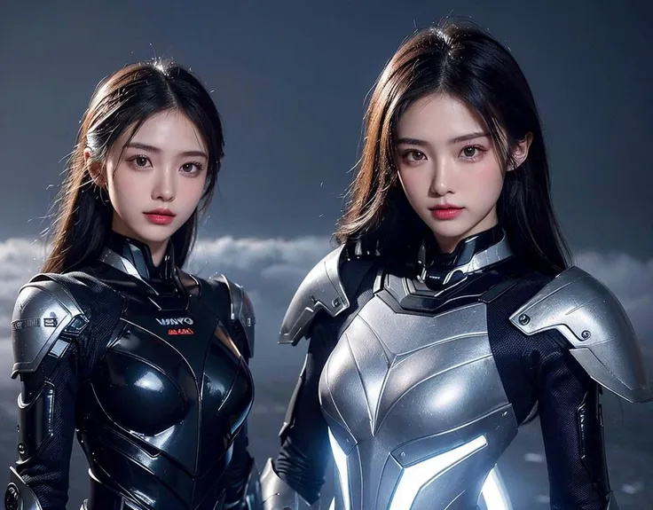outdoor, ((upper body)), ((( wearing gray and black nano-suits)))+++, (wide hip:0.7, large breasts:0.8, perfect slender young girl body) ,Perfectly glossy skin ,25 yo mature girl, , picture of a vivid, (masterpiece:1.2),(extremely detailed),(8k:1.1),(perfect lighting,best quality,highres,original),(realistic photography:1.4) ,high detailed skin,shaded face, soft lighting, (small face),RAW, ultra highres, pores visible, , shiny_and_glossy_skin, asian beauty, (gorgeous beautiful 20 years old asian girl), ((best detailed slender body)), (asian idol, asian beauty, asian mixed), (complex, Machine background ,spaceship outdoors background, Mecha Transport parts:1.2), (dark and foggy environment:1.1), ((heavy fog environment:1.1)), (battlefield behind:1.2), <lora:JapaneseDollLikeness_v15:0.3>