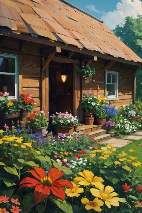 portrait of a cottage flower garden