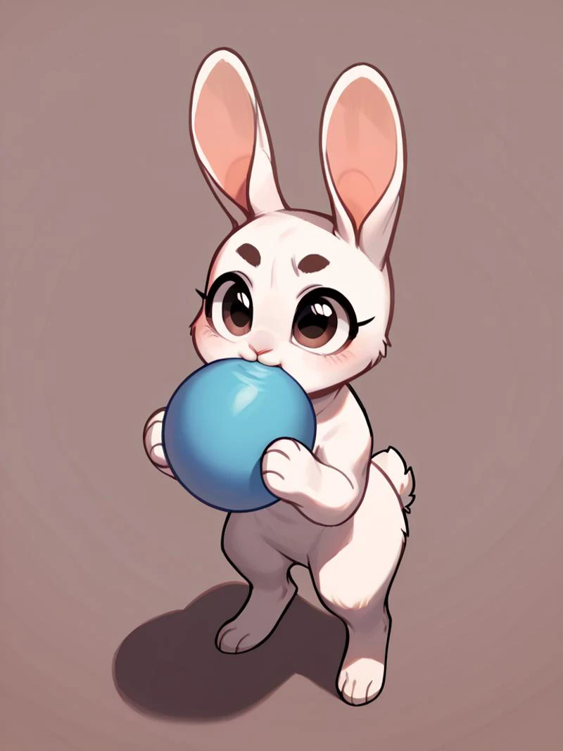 score_9, score_8_up, score_7_up, score_6_up, score_5_up, score_4_up, solo, semi-anthro, feral, rabbit, superbuns, white fur, dynamic angle, blowing up a balloon,  cute, safe, rating_safe, medium balloon <lora:Blowing_Up_a_Balloon:1>  <lora:superbuns-000001:1>