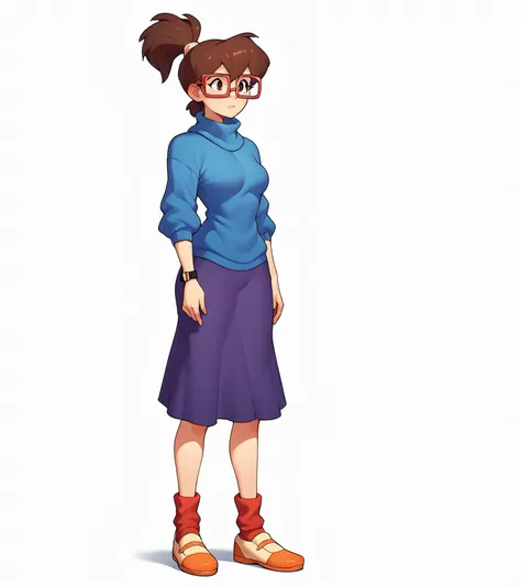 score_9, score_8_up, score_7_up,
irma, 1girl, solo, full body, blue turtleneck sweater, long purple dress, brown eyes, glasses, orange shoes, red socks, standing, wrist watch, neutral expression, white background
<lora:Irma_Langenstein:1>
