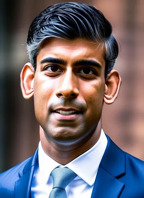 (masterpiece, best quality, awards winner) close up Rishi Sunak dressed in suit and shirt, 1 man, photography, trending on artstation, sharp focus, studio photo, intricate details, highly detailed, 8k, hdri, hyperrealisti <lora:sunak:0.95>
