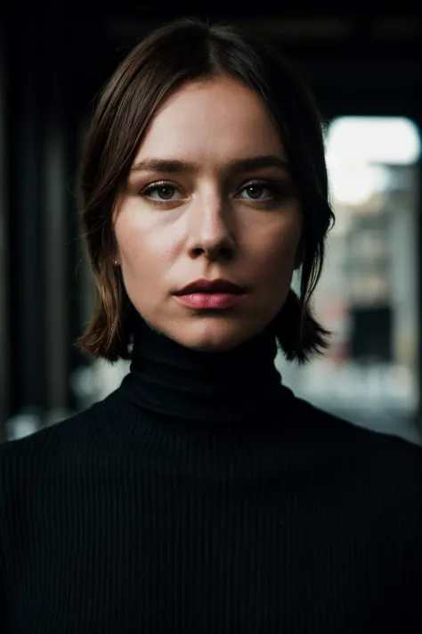 analog style, modelshoot style, A stunning intricate full color portrait of (sks woman:1),wearing a black turtleneck, epic character composition, by ilya kuvshinov, alessio albi, nina masic, sharp focus, natural lighting, subsurface scattering, f2, 35mm, film grain, <lora:locon_millie_v1_from_v2_64_32:1.3>