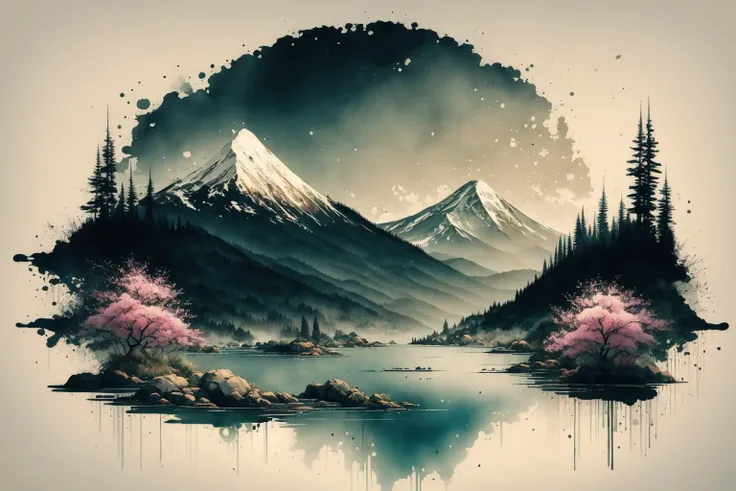 white background, scenery, ink, mountains, water, trees <lora:ink-0.1-3-b28-bf16-D128-A1-1-ep64-768-DAdaptation-cosine:1>