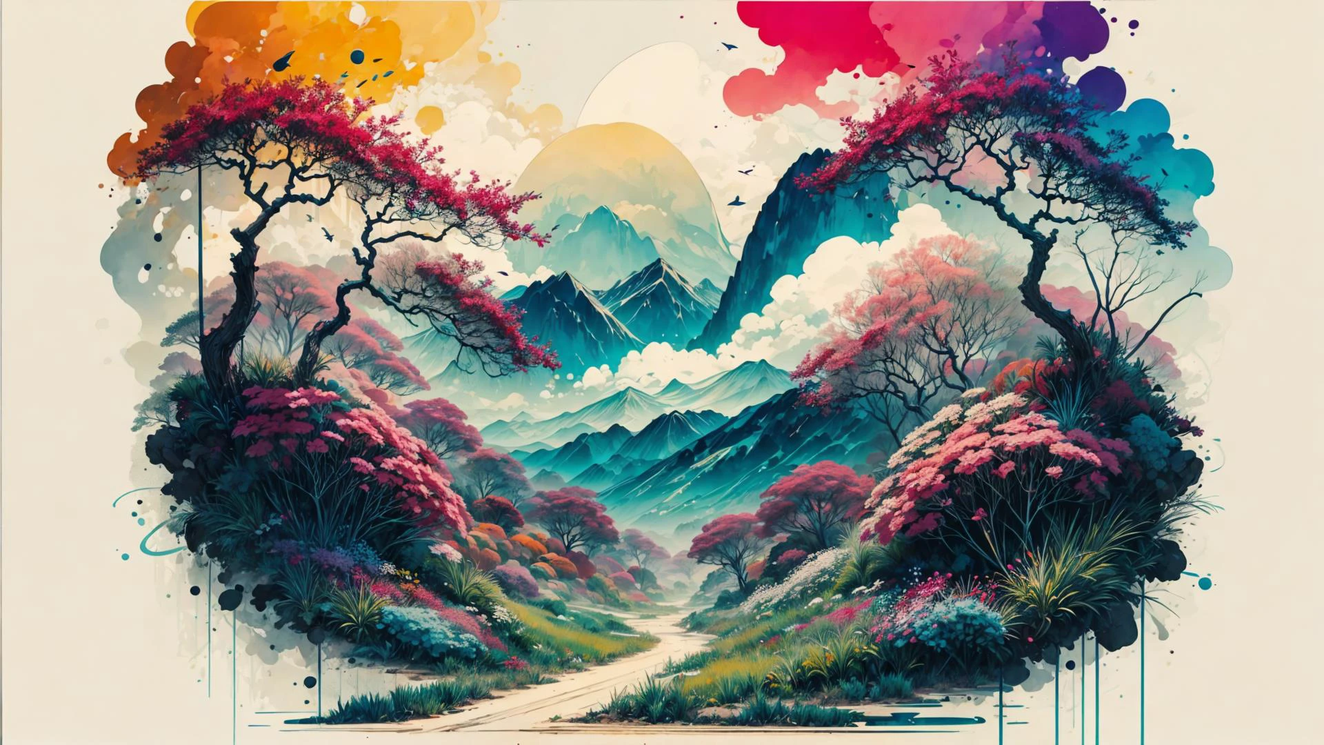 absurdres, highres, (Organic theme:1.2), ultra detailed BREAK lomography, (analog photography:1.2), vibrant colors, soft focus, light leaks, dreamy atmosphere, experimental charm, nostalgic appeal BREAK color field painting, large swaths of color, abstract expressionism, bold hues, emotional impact, atmospheric depth, minimalist approach BREAK A tranquil, serene orchard with apple trees in full bloom, A lively, energetic sports stadium filled with the roar of the crowd, A tranquil, serene hillside covered with blooming lavender, <lora:add_detail:1>, <lora:ink-0.1-3-b28-bf16-D128-A1-1-ep64-768-DAdaptation-cosine:0.7>, <lora:0mibNEW:0.8>