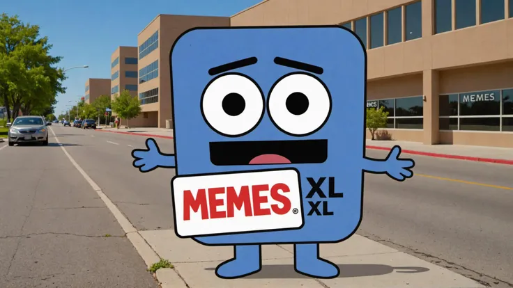 Photo of Towelie with a sign that says "Memes XL"