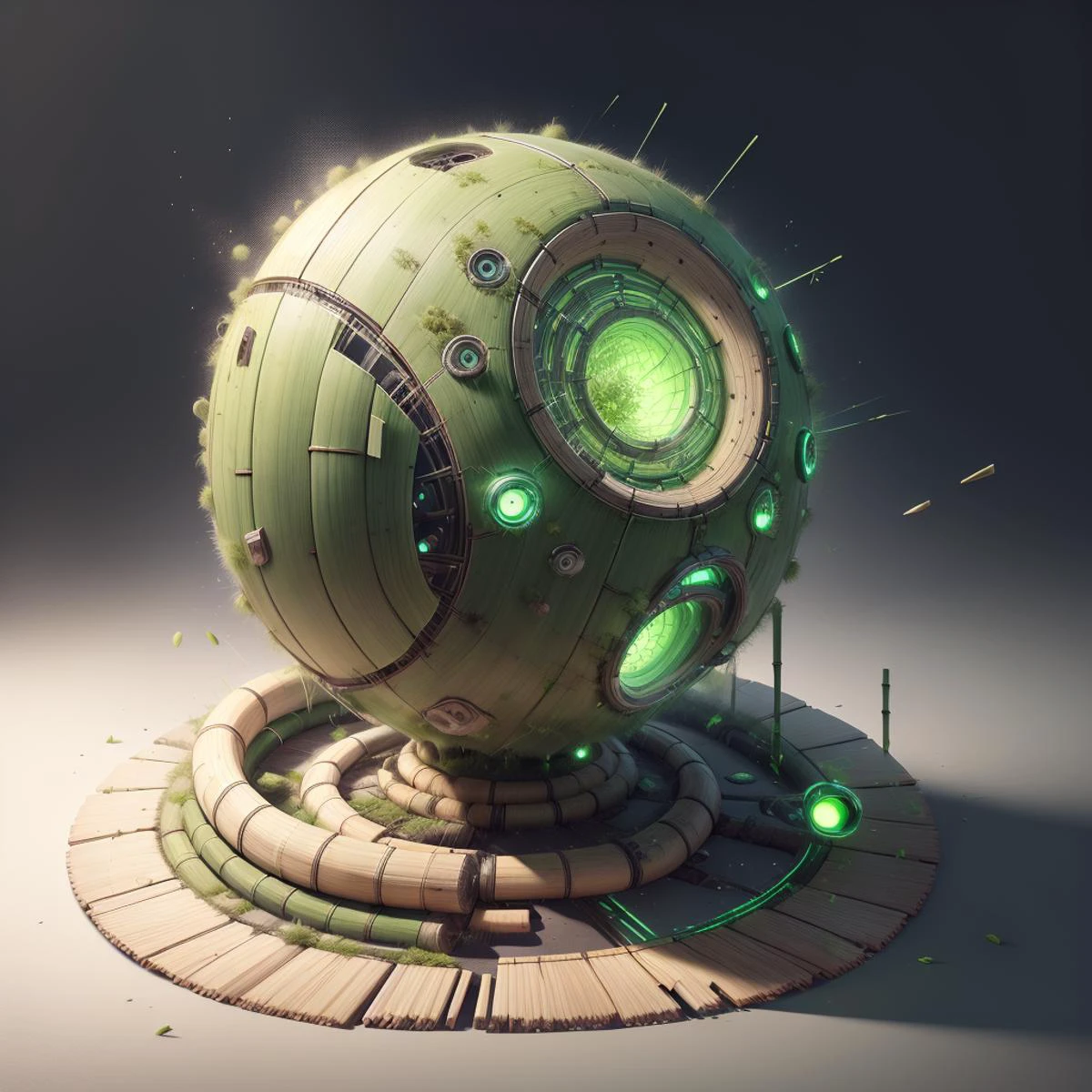 <lora:BambooTech-20:1>, bambootech , scifi, bamboo, fibers ,
cycles material preview, blender \(medium\), simple background, blurry background,