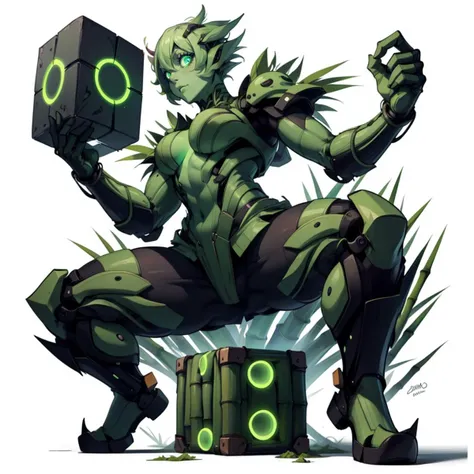 (simple background:1.2), ( white background:1.2), full body,looking at viewer,
1girl, lifting a giant cube, suit, miniskirt,office lady,
monster girl, colored skin, multicolored skin,
petite body, tired , expressionless,
glowing skin,
<lora:BambooTech-20:0.8>, bambootech , scifi, bamboo, fibers ,