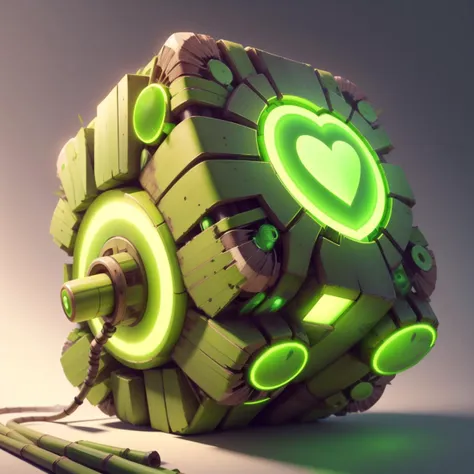 <lora:BambooTech-20:0.8>, bambootech , scifi, bamboo, fibers , 
(simple background:1.3), (cube:1.1), heart shape , weighted companion cube,