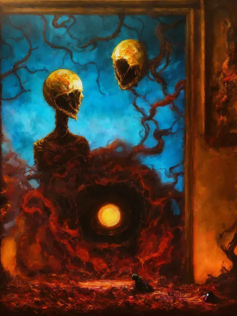 masterpiece, best quality, LostStyle, Eldritch abomination, amorphous shapes, chaotic forms, unsettling textures, whispers from the void, haunting emanations, shadowy depths, incomprehensible horror, eerie, otherworldly, grotesque amalgamations, impasto, glazing, scumbling, chiaroscuro<lora:LostDepthStyle-000004:0.7>