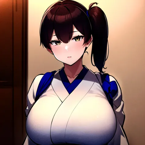 Displeased expression、Long erect nipples、smile, Grin, Show your breasts to the camera、Face the camera directly、Sweaty cleavage、Press your chest to the viewer、Heavy 、Huge breasts pushing up shirt, (はち切れんばかりのBig Tits:1.8),男に覆い被さる1 Girl、Taunt、Raise your eyebrows、Lift the corners of your mouth、Grinning with teeth showing、Angry face、breast enhancement、Front view、Big Tits、 beautiful girl、(masterpiece, Highest quality:1.2) , Pokemon, 1 Girl, alone, Watching the audience, blush, Large Breasts, PokeErika, PokeErika, (Yellow Eyes:1.5), Black Hair, head band, short hair,  japanese clothes, kimono, 胸を濡らすa large amount of white semen、a large amount of white semen、