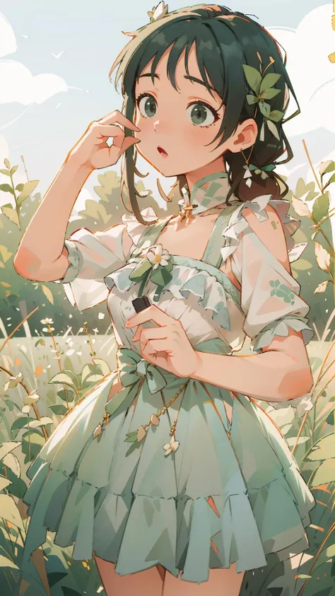 best quality, ultra high res, (photorealistic:1.4), masterpiece, highres, original, extremely detailed wallpaper,
lawn, sky,
1girl, solo, yzj \(manaka nemu\), green dress,
straddling, <lora:è´é¢neg4all_bdsqlsz:0.8>,
