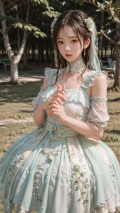 best quality, ultra high res, (photorealistic:1.4), masterpiece, highres, original, extremely detailed wallpaper,
lawn, sky,
1girl, solo, yzj \(manaka nemu\), green dress,
finger heart, <lora:è´é¢neg4all_bdsqlsz:0.8>,