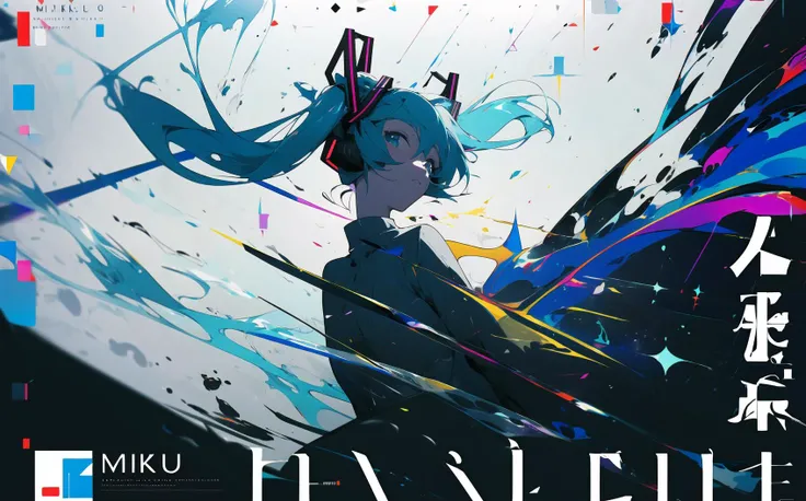 ((masterpiece)), (best quality), (ultra detailed), (highres), looking at viewer, from side, leaning back, highly detailed, complex details, illustration cover, intricate detail, cover, text, logo, colorful, figure, intricate, highres , magazine cover, Leading text, various_hairstyle , disheveled hair, concept_art, floating_object, layout, Dojinshi, Graphic Design, poster art, cover page, cute girl, cover page, detailed background, letterboxed, Multiplex, layout, Detailed text, solo focus, Extra Large Font Size, Font Design, bright coloured, 1girl, Cute figure, (geometry: 0.2), alluring pose, delicate face, dynamic angle, detailed background, visual impact, Purple Theme, caustics, glowing particles, Strong contrast, Text Background, sparkly, (iridescent), (floating hair), head tilt, vortex, Main vision, light areolae, shadow, (depth of field), bokeh, chromatic aberration, mood, expression, glowing particles, many colorful spirals, Light Pollution ï¼beautiful detailed eyes, , miku ï¼text, logo, title, Graphic Design, poster, page, ï¼(((miku, hatsune miku))),pale blue hair, wide shot ï¼Extremely detailed eyes ï¼wide-angle lens