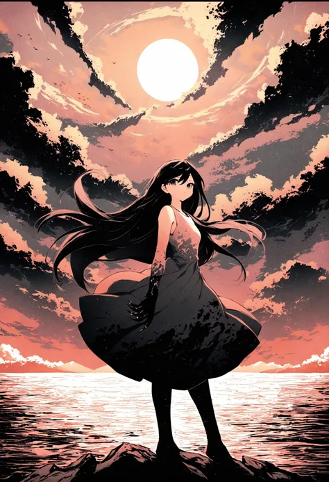 masterpiece, best quality,solo, 1girl, long hair, abstract, dress, black hair, looking at viewer, claws, monochrome, standing ,sky, scenery, cloud, black border, blue sky, building, border, outdoors, city, day, cityscape, skyscraper, scenery, cloud, sky, outdoors, sunset, tree, black border, border, sun, horizon, cloudy sky, ocean, sunlight, mountain, landscape, nature ,
<lora:potgXLlokr4f-000143:1> <lora:sd_xl_dpo_lora_v1-128dim:1>