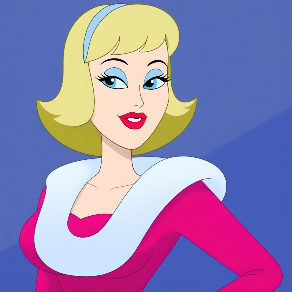 A close up of a cartoon woman with blonde hair and blue eyes - SeaArt AI