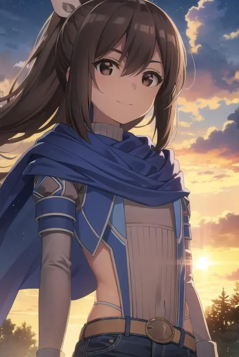bofurisally, <lora:bofuri sally s2-lora-nochekaiser:1>,
sally, long hair, brown hair, (brown eyes:1.5), ribbon, hair ribbon, ponytail, smile,
BREAK gloves, shorts, scarf, blue scarf, shirt, white shirt, puffy sleeves, long sleeves, belt, denim shorts,
BREAK outdoors, nature, forest, sun, sky, clouds, trees, grass,
BREAK looking at viewer,
BREAK <lyco:GoodHands-beta2:1>, (masterpiece:1.2), best quality, high resolution, unity 8k wallpaper, (illustration:0.8), (beautiful detailed eyes:1.6), extremely detailed face, perfect lighting, extremely detailed CG, (perfect hands, perfect anatomy),
