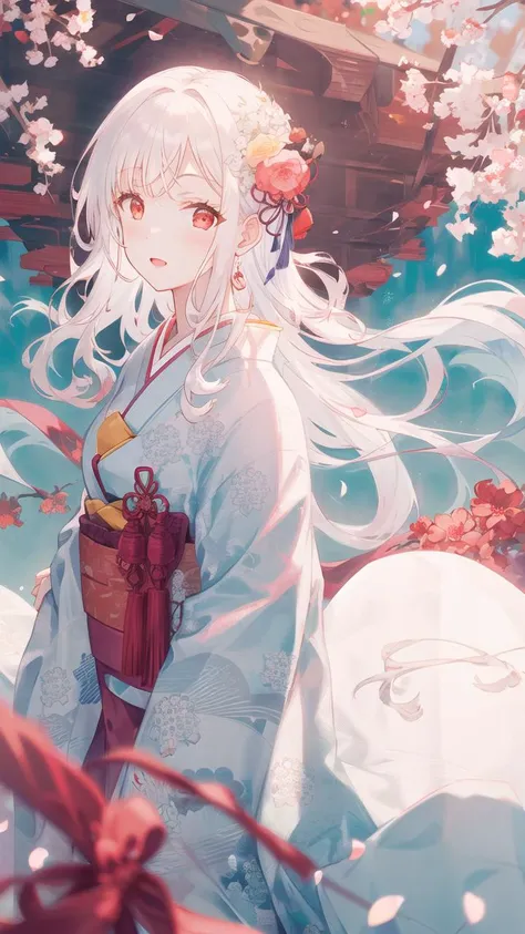 ((white hair:1.2)),((long hair:1.2)),((red eyes:1.2)),medium breasts,straight hair,1girl,solo,<lora:shiromuku:1>,((shiromuku:1.1)),((white kimono:1.1)),(japanese clothes),((pov:1.2)),plum blossoms,snowing,petals,(chromatic aberration:1.2),arms at sides,front view,, ((((masterpiece)))),(((hyper detailed))),(((highres))),((good anatomy)),(((best quality))),((an extremely delicate and beautiful)),((an extremely detailed and delicate)),((8k cg wallpaper)),((illustration)), ray tracing,hiten1