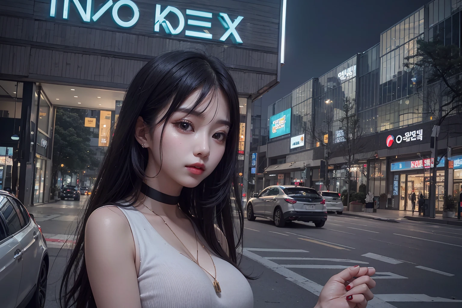 1 korean cute girl, (21 years old cute Korean girl:1.2), (kpop idol:1.2), (korean beauty:0.8), (korean mixed), (large breasts), (__place__)