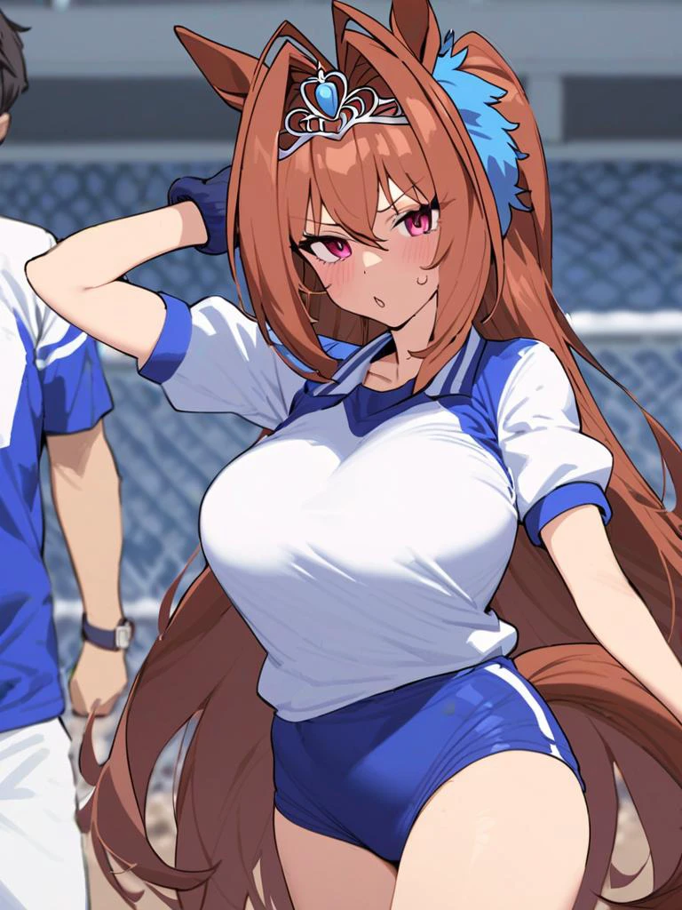 best quality,
daiwa_scarlet_(umamusume),straight_hair,long_hair,original_race_uniform_(umamusume),