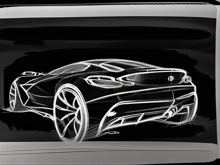 car sketch,rear view ,((black_background)),<lora:car sketch:0.9>