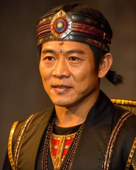 (masterpiece, best quality), jet li  as (indian warrior),  1 man, epic (photo, studio lighting, hard light, sony a7, 50 mm, matte skin, pores, colors, hyperdetailed, hyperrealistic), ultrasharp,  <lora:jatlee:0.95>