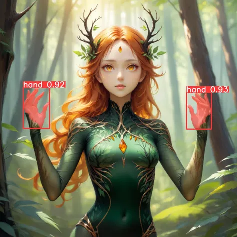 ethereal fantasy concept art of beautiful forest woman,bodysuit,upper body,hand up,Amber eyes,. magnificent,