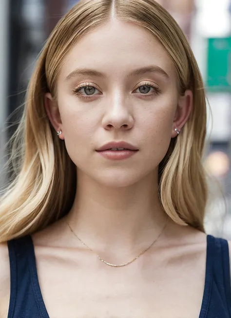 photo of sks woman, pale skin, working class in new york city, upper body, detailed skin, 20 megapixel, canon eos r3, detailed, detailed face, <lora:locon_sydneysweeney_v1_from_v1_64_32:1>