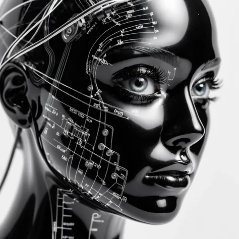 (black and white photography) gear, Parts, wires, transparent head,a professional closeup, photo of a glass human, white background, transparent body, visible veins, highly detailed, head, upper body, breathtaking, high resolution, beautiful, highest quality, masterpiece, <lora:wanxiang:1> <lora:add-detail-xl:1> <lora:DetailedEyes_V3:1>