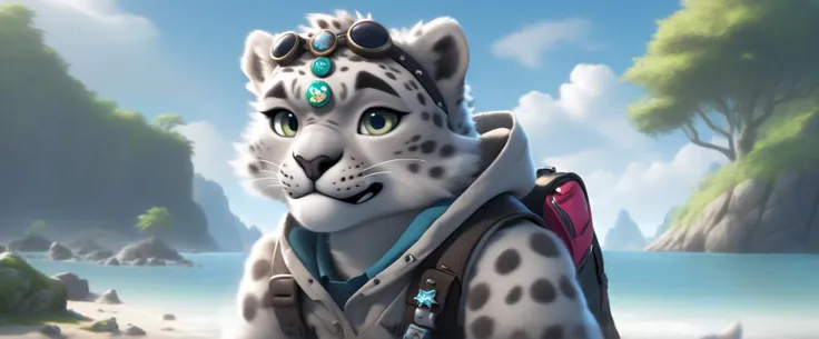 (<lora:Meaning_Full_Power-000001:1.0>:1.3), [:(23-year-old Dwarfcore (anthropomorphic Snow Leopard:1.4) wearing(Punk rock badges on a canvas messenger bag):2], [(fight on a series of small islands combatants jumping from island to island and using the water to their advantage:1.3)], anime,