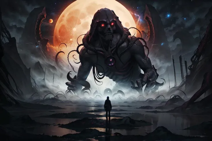 (masterpiece, best quality, hires), solo, sky, outdoors, floating, god of shadows, underworld, <lora:Journey_to_the_Gods:0.6>, scenery, giant, full moon, cosmic horror, eldritch abomination, asymmetrical, ((silhouette))